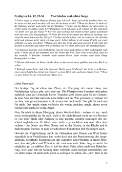 Predigt zu Lk. 12, 22-34 Von falscher und echter Sorge Liebe