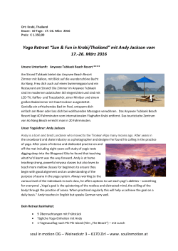 Yoga Retreat “Sun & Fun in Krabi/Thailand” mit Andy Jackson vom