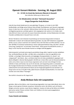 Openair Konzert-Matinée - Sonntag, 30. August 2015 Andy McSean