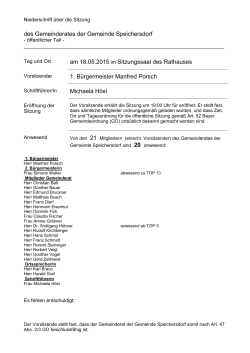 Sitzung vom 18.05.2015 - Gemeinde Speichersdorf