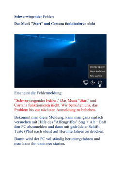 "Schwerwiegender Fehler:" Das Menü "Start" - Service-OS