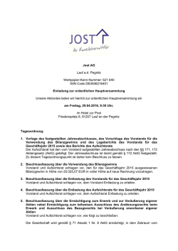 Jost AG Lauf a.d. Pegnitz Wertpapier-Kenn