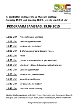 PROGRAMM SAMSTAG, 19.09.2015 - Bauernhaus