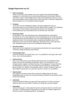 G&auml;ngige Papiersorten von A-Z
