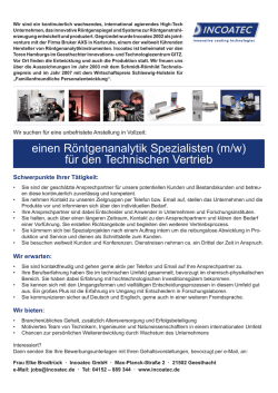 einen R&ouml;ntgenanalytik Spezialisten (m/w) f&uuml;r den
