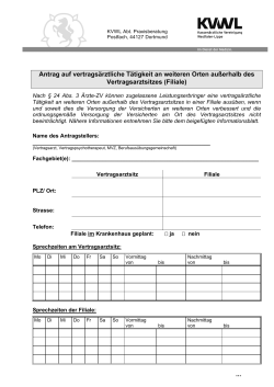 Antrag auf vertragsärztliche Tätigkeit an weiteren Orten außerhalb