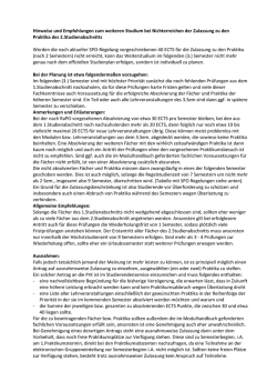 Hinweise und Empfehlungen zum weiteren Studium bei