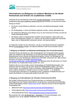 Informationen zur Belegung von weiteren Modulen an der Beuth