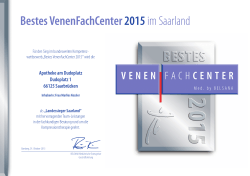 Bestes VenenFachCenter 2015 im Saarland
