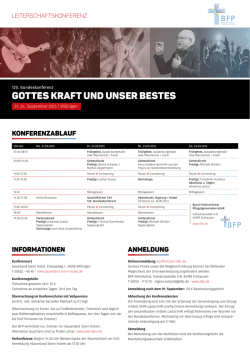 Gottes Kraft und unser Bestes - Konferenzen im BFP