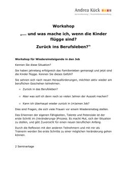 Workshop für Wiedereinsteigerinnen in den Beruf