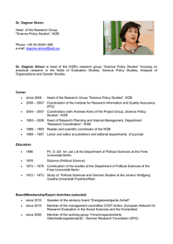 Dr. Dagmar Simon Head of the Research Group