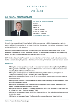 dr. simon preisenberger - Watson Farley & Williams