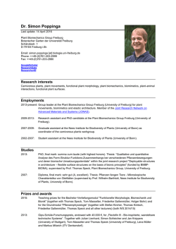 Dr. Simon Poppinga - Botanischer Garten