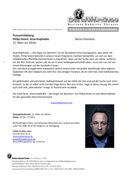 Pressemitteilung Philip Simon: Anarchophobie - Berlin