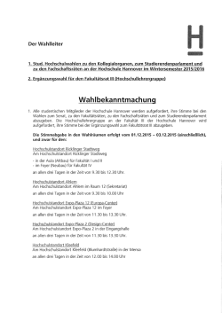 Die Wahlbekanntmachung 2015 hier zum