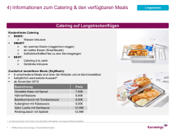Informationen zum Catering, In-Flight - Ferien