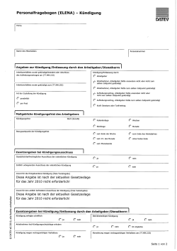 Personalfragebogen (ELENA) — Kündigung