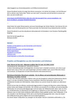 INHALT: Projekte und Neuigkeiten aus den Gemeinden und Initiativen