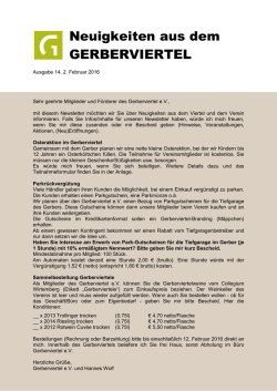 Neuigkeiten aus dem GERBERVIERTEL