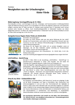 Neuigkeiten aus der Urlaubsregion Kieler Förde