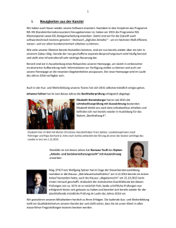 I. Neuigkeiten aus der Kanzlei