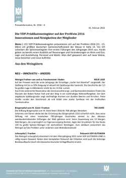 Die VDP.Pr&auml;dikatsweing&uuml;ter auf der ProWein 2016 Innovationen