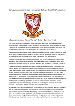 Schulpartnerschaft mit dem Heretaunga College