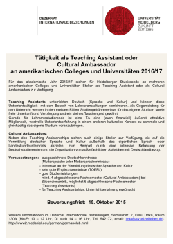 Teaching Assistantships in den USA 2016-17