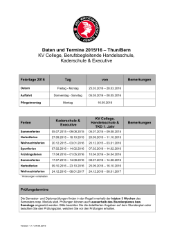 Daten und Termine 2015/16 – Thun/Bern KV College