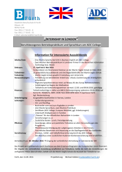 Schülerinfo und Anmeldung für INTERNSHIP IN LONDON - B3