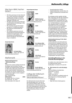 Mathematik, College Was kann ABAG Aachen bieten?