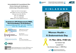 E I N L A D U N G Women Health &ndash; II. Endometriosis Day 14. M&auml;rz