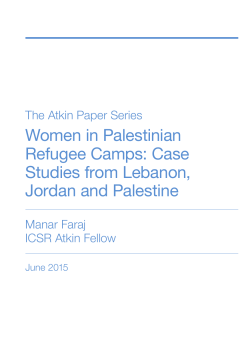 Women in Palestinian Refugee Camps: Case Studies from Lebanon