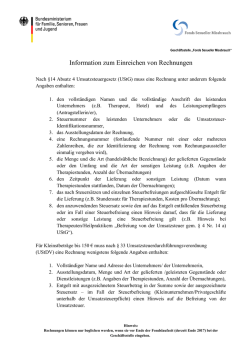 Information zum Einreichen von Rechnungen