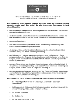 Eine Rechnung muss folgende Angaben enthalten, damit die