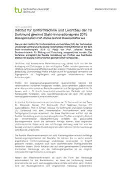 Institut f&uuml;r Umformtechnik und Leichtbau der TU Dortmund gewinnt