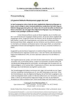 PI_LJV gewinnt Musterprozess - Landesjagdverband Rheinland