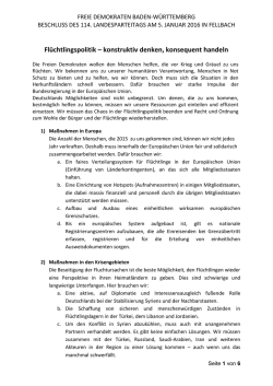 Flüchtlingspolitik – konstruktiv denken, konsequent handeln