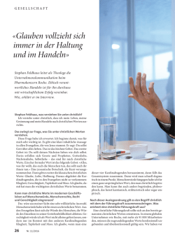 Glauben vollzieht sich immer in der Haltung und im Handeln