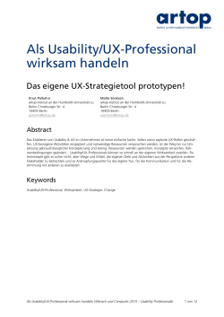 Als Usability/UX-Professional wirksam handeln