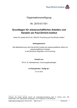 Organisationsverfügung Nr. 2015-01