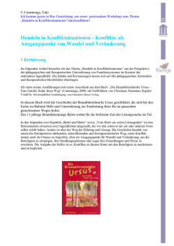 Handeln in Konfliktsituationen - Konflikte als Ausgangspunkt von