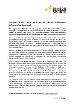 Endspurt für die „Sterne des Sports“ 2015 im sächsischen und