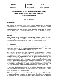 Studienordnung Humanmedizin (Mannheim)