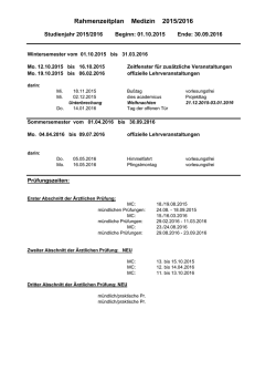 Rahmenzeitplan Medizin 2015-2016