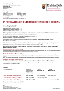 Informationen f&uuml;r Studierende der Medizin