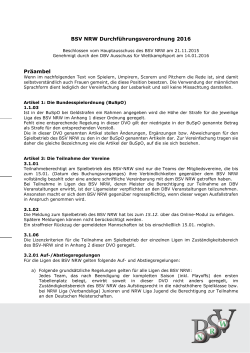 BSV NRW Durchführungsverordnung 2016