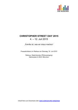 CHRISTOPHER STREET DAY 2015 4. – 12. Juli 2015