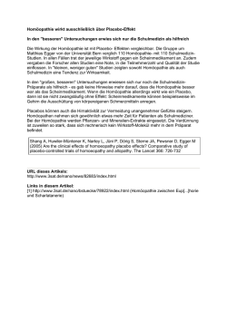 Hom&ouml;opathie wirkt ausschlie&szlig;lich &uuml;ber Placebo-Effekt